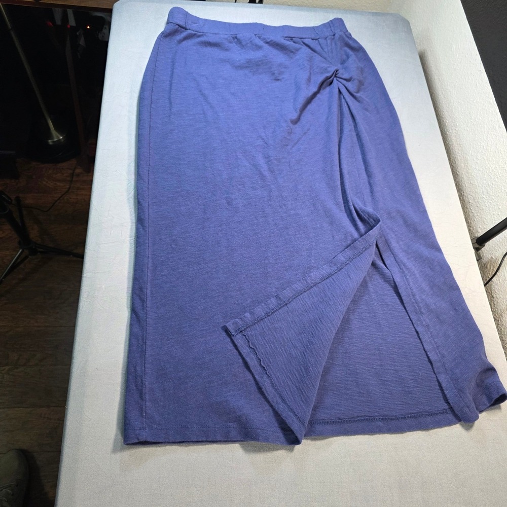 MNK Womens Side Knot Midi Skirt Royal Blue Elastic Waist Slit Size M, NEW